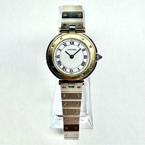 CARTIER SANTOS Ronde Quartz 27mm 2 Tone Watch White Dial